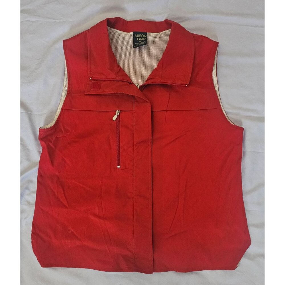 Allison Daley Red Full Zip Front Chest Pocket Lightweight Vest Women's Medium - Picture 4 of 11